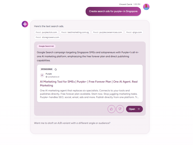 Purple+ Google Search ads Generator