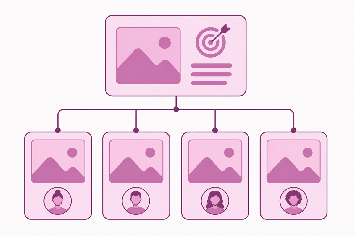 AI personalising a single advertisement for three different audience segments