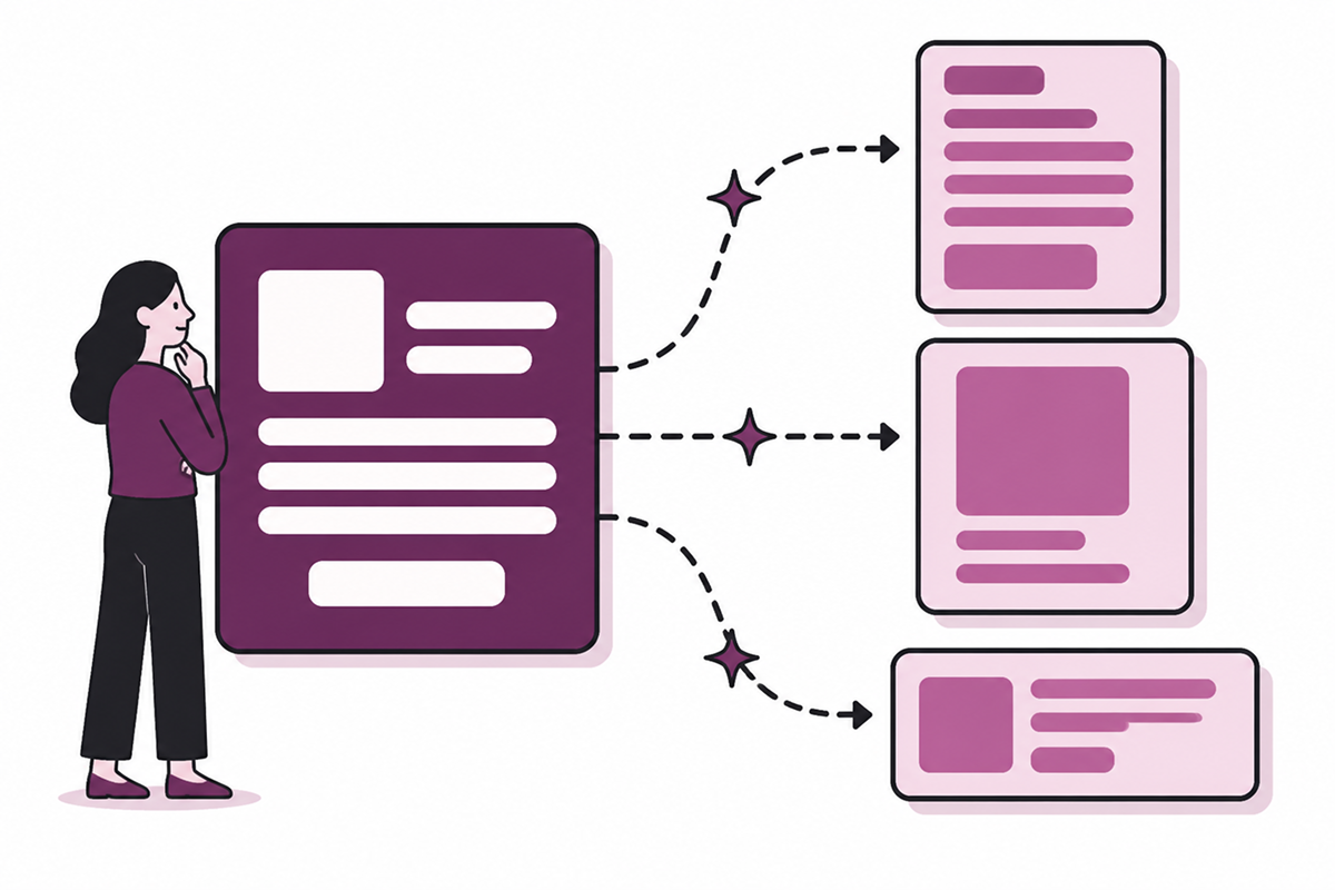 AI adapting one core social media message into different platform-specific versions