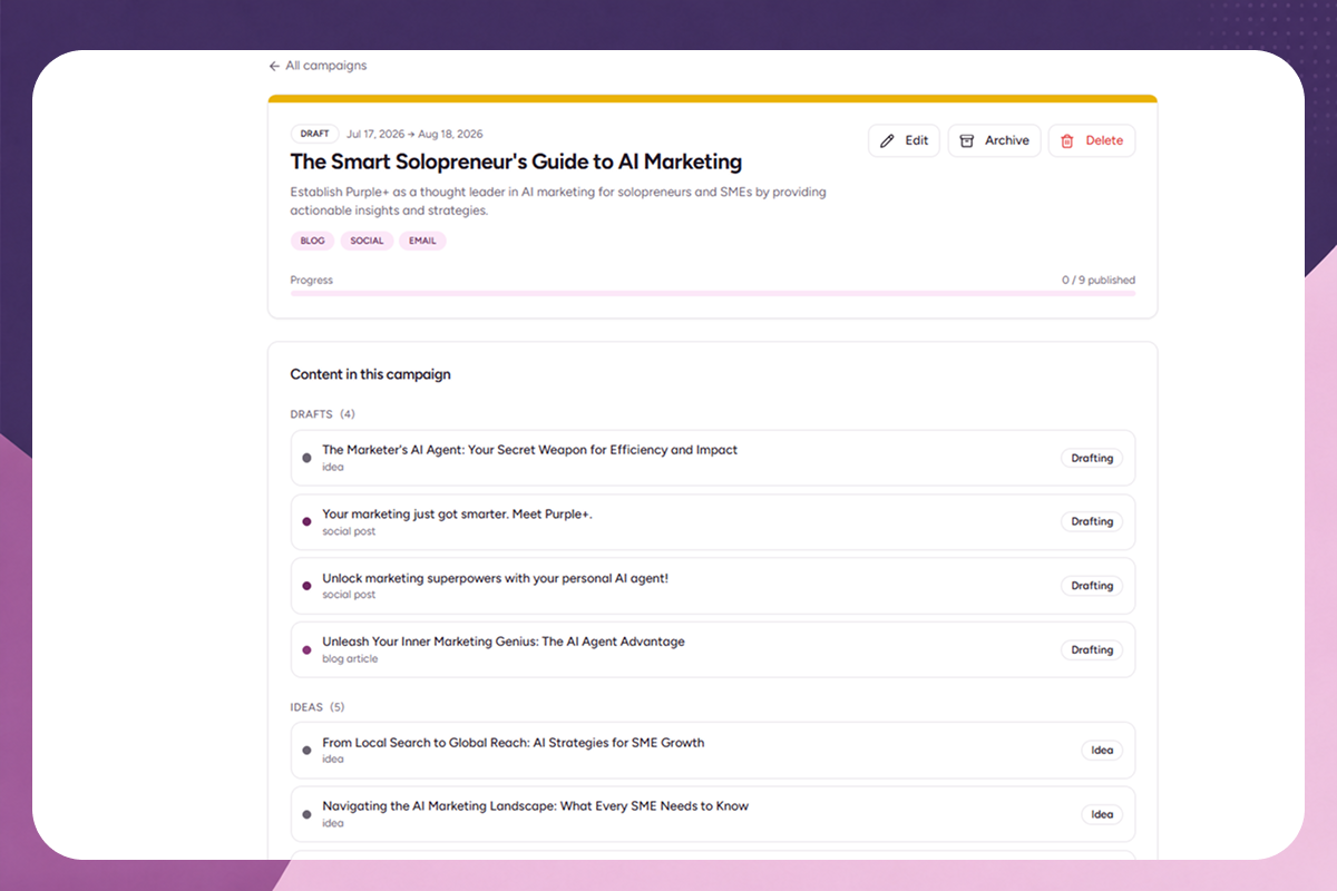 Purple+ AI Marketing Campaign Generator