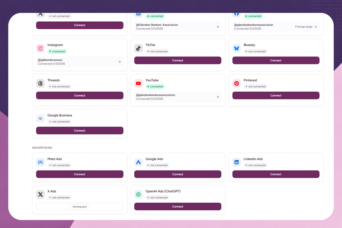 Purple+ AI Marketing connectors
