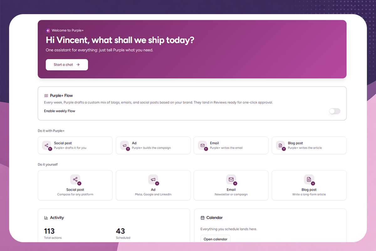 Purple+ Dashboard