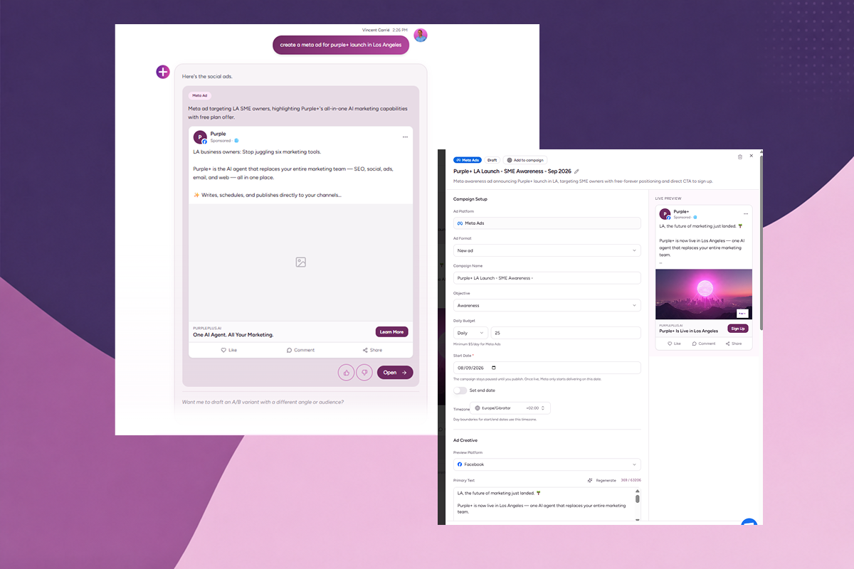 Purple+ Meta ads