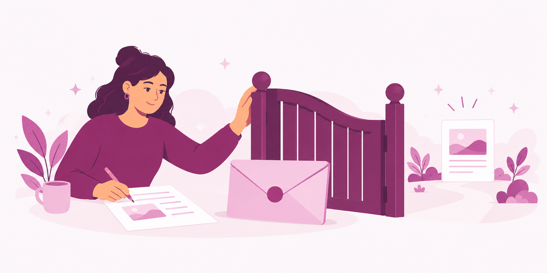 A marketer reviewing campaign content at an approval gate before publication.