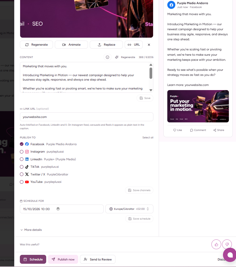 How to plan and schedule a week of posts with Purple+