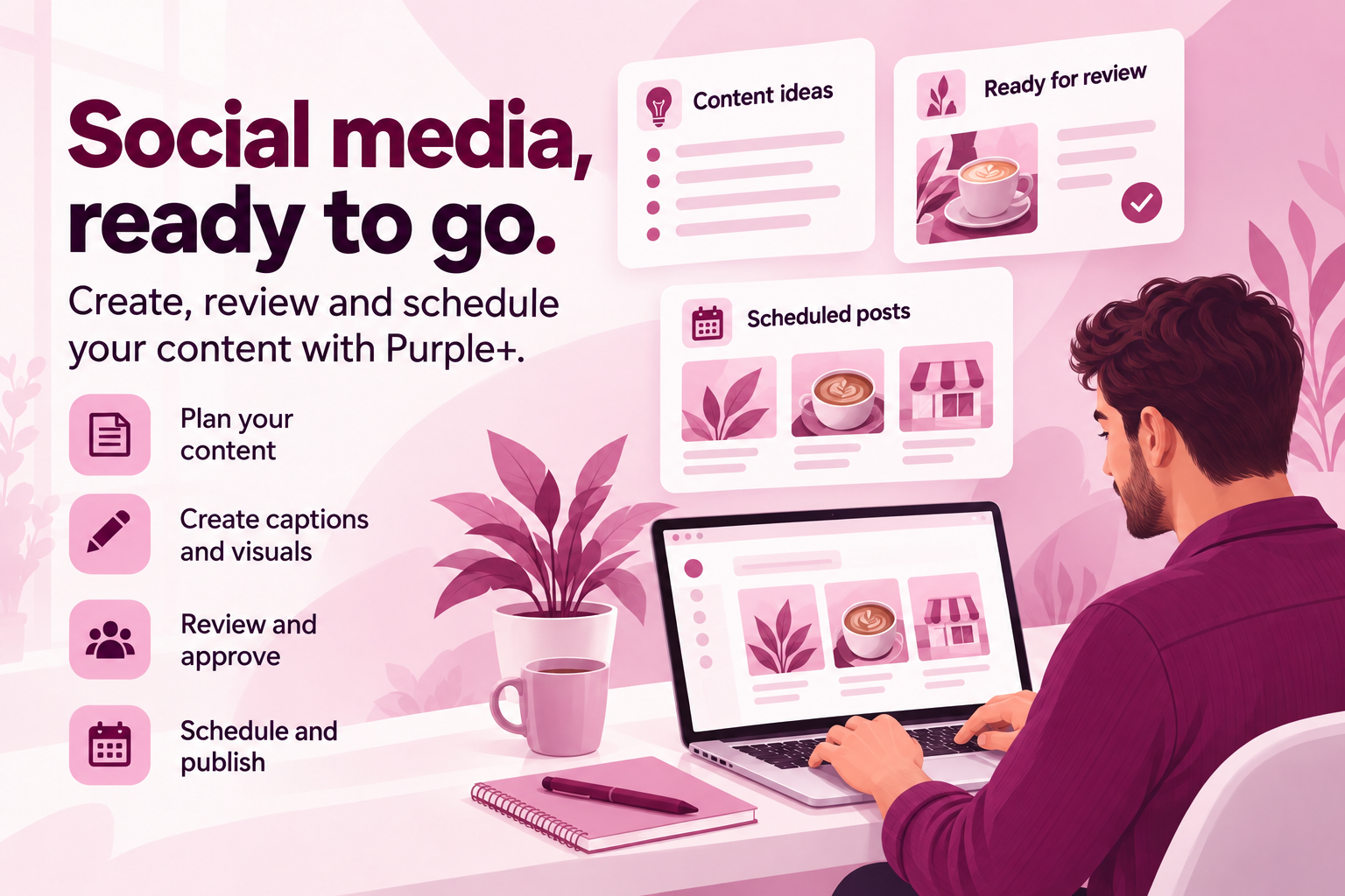 Use Purple+ to take your social media from idea to published post