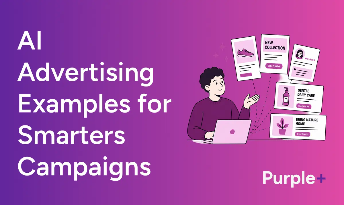 AI advertising examples shown as a marketer generating multiple ad creatives from one workflow