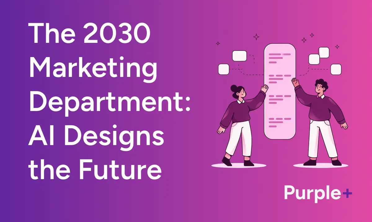 Two marketers standing either side of one connected system that runs the 2030 marketing department